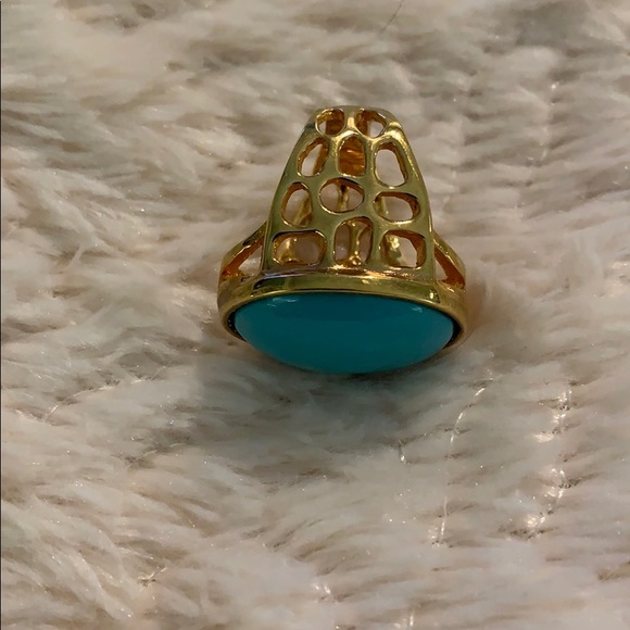 🩵 Turquoise Ring/Size 7/finely goldplated #A400 - Picture 3 of 6